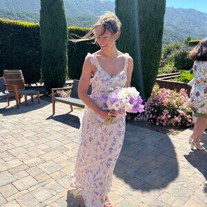XS LoveShackFancy Radiance Maxi Dress: Purple and White